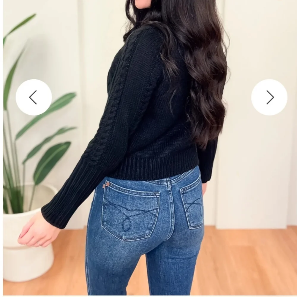 So Me Black Cable Knit Sweater with Heart Cutout **NWT IN BAG** - Picture 2 of 3